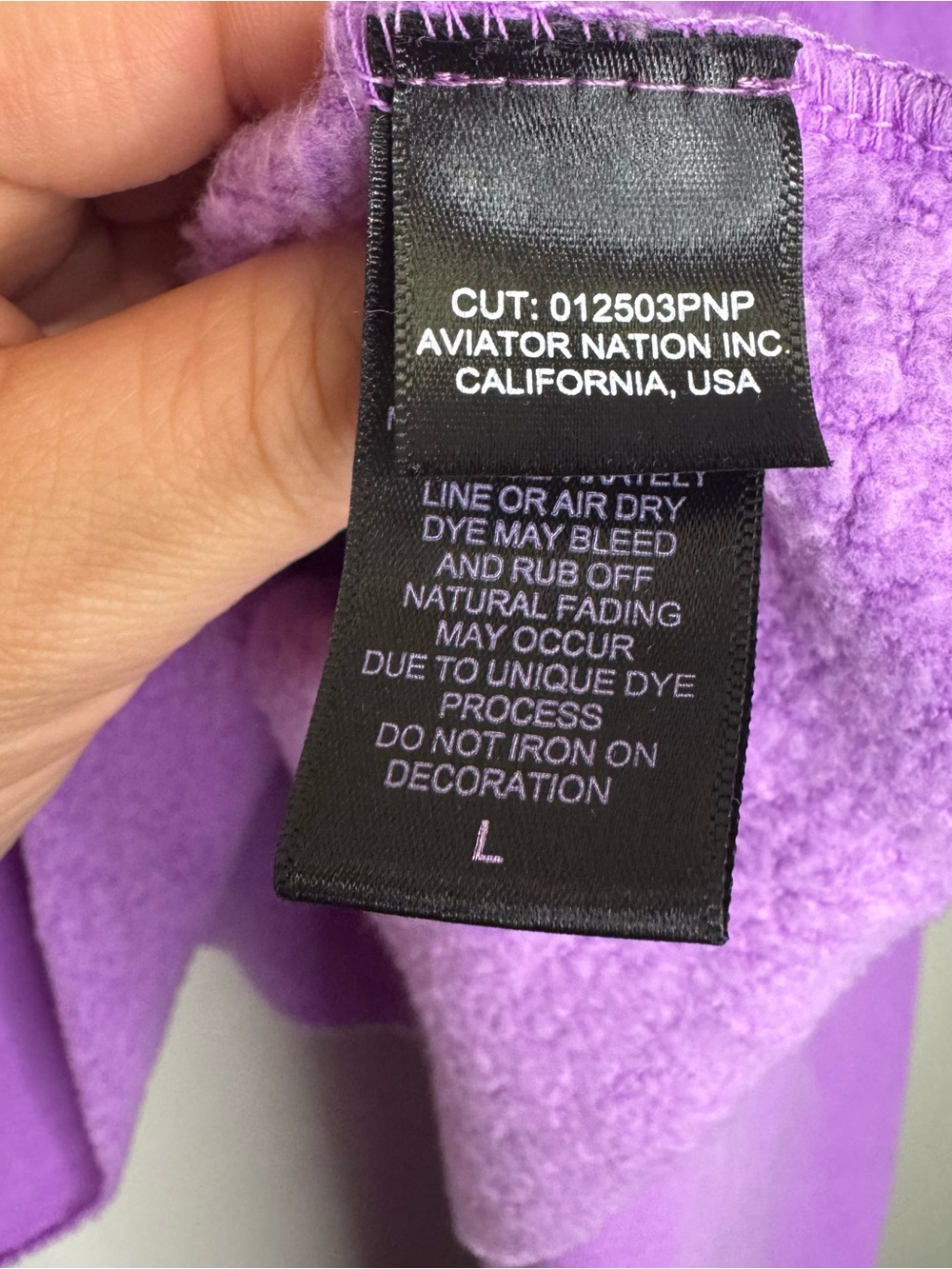 Aviator Nation Rugby Stitch Cropped Crewneck Sweatshirt Neon Purple Large - Picture 9 of 12